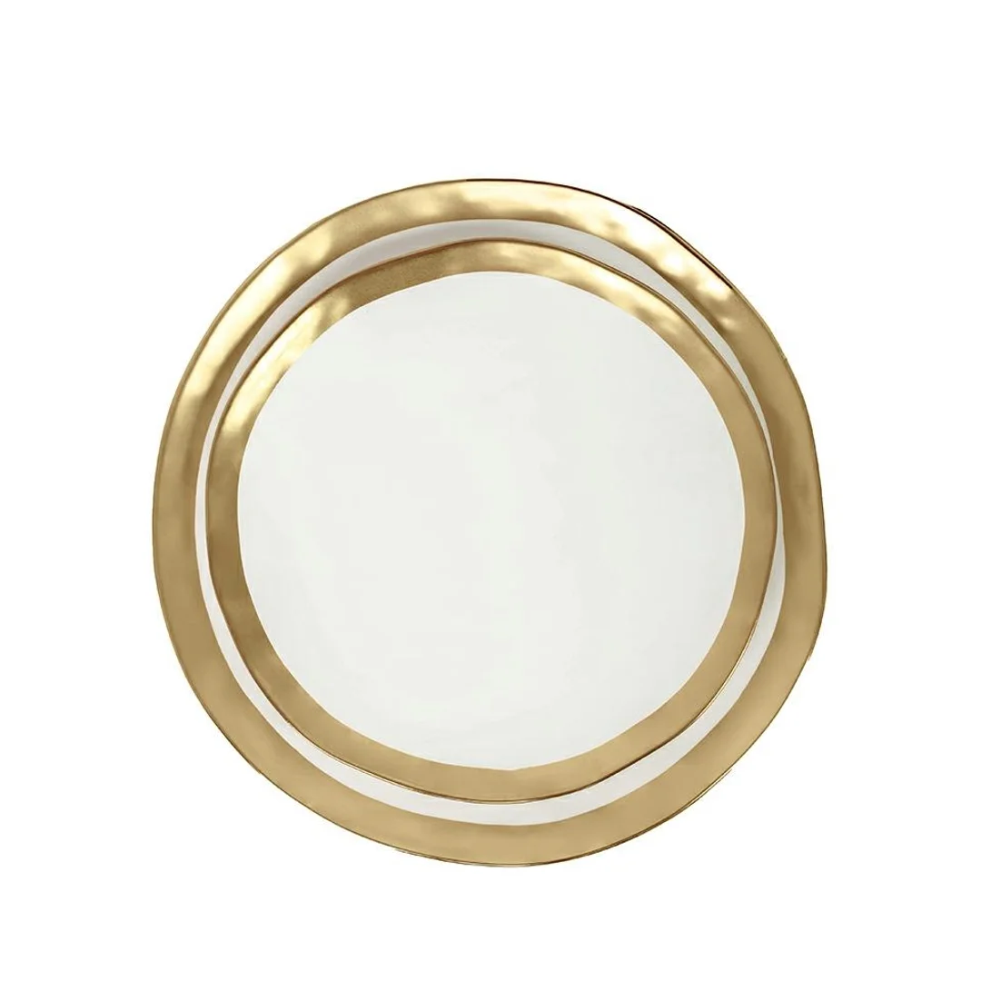 KARE talerz BELL 31 cm biało-złoty — zdjęcie 4