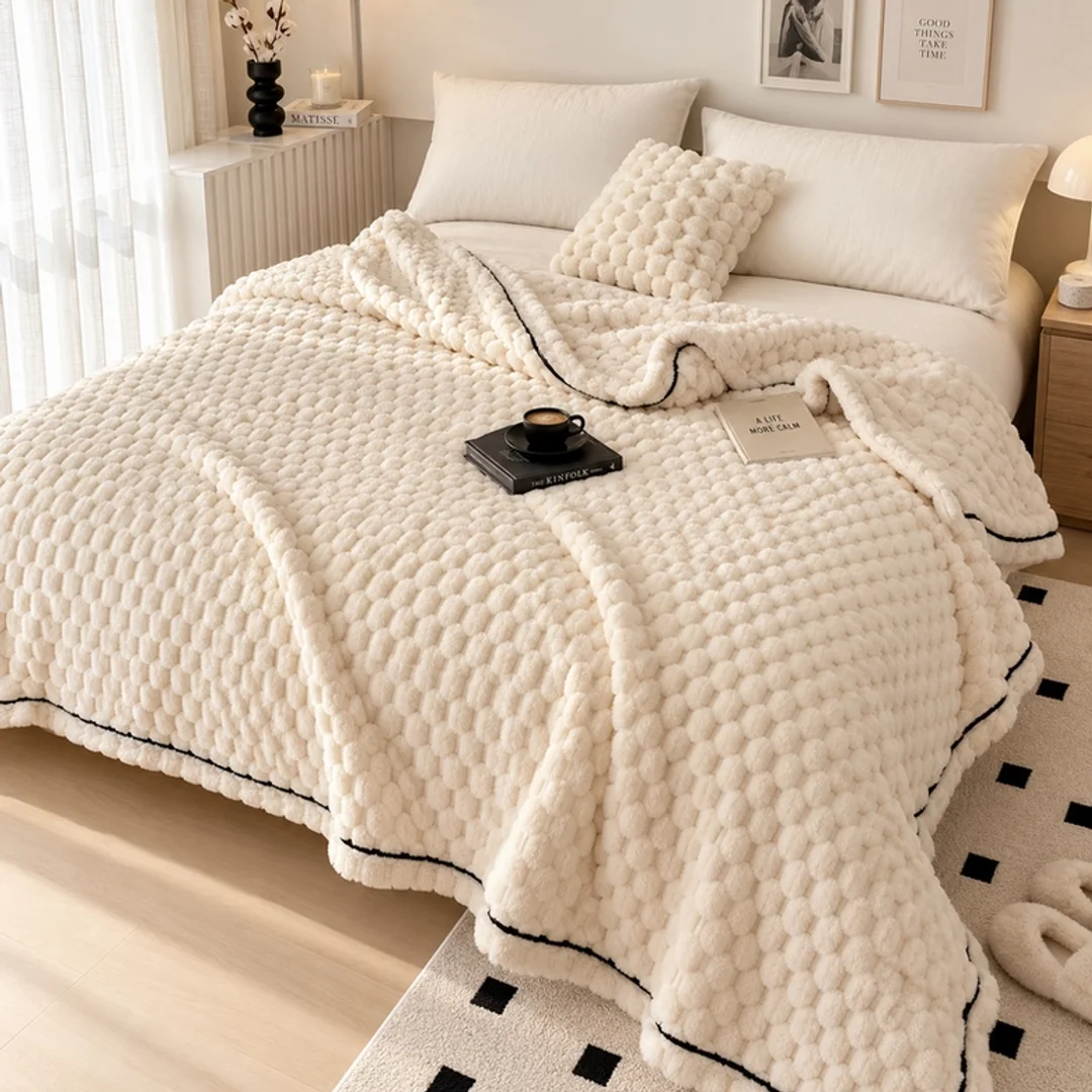 Koc pluszowy SHP ROYAL ll 200x150 kremowy — zdjęcie 2