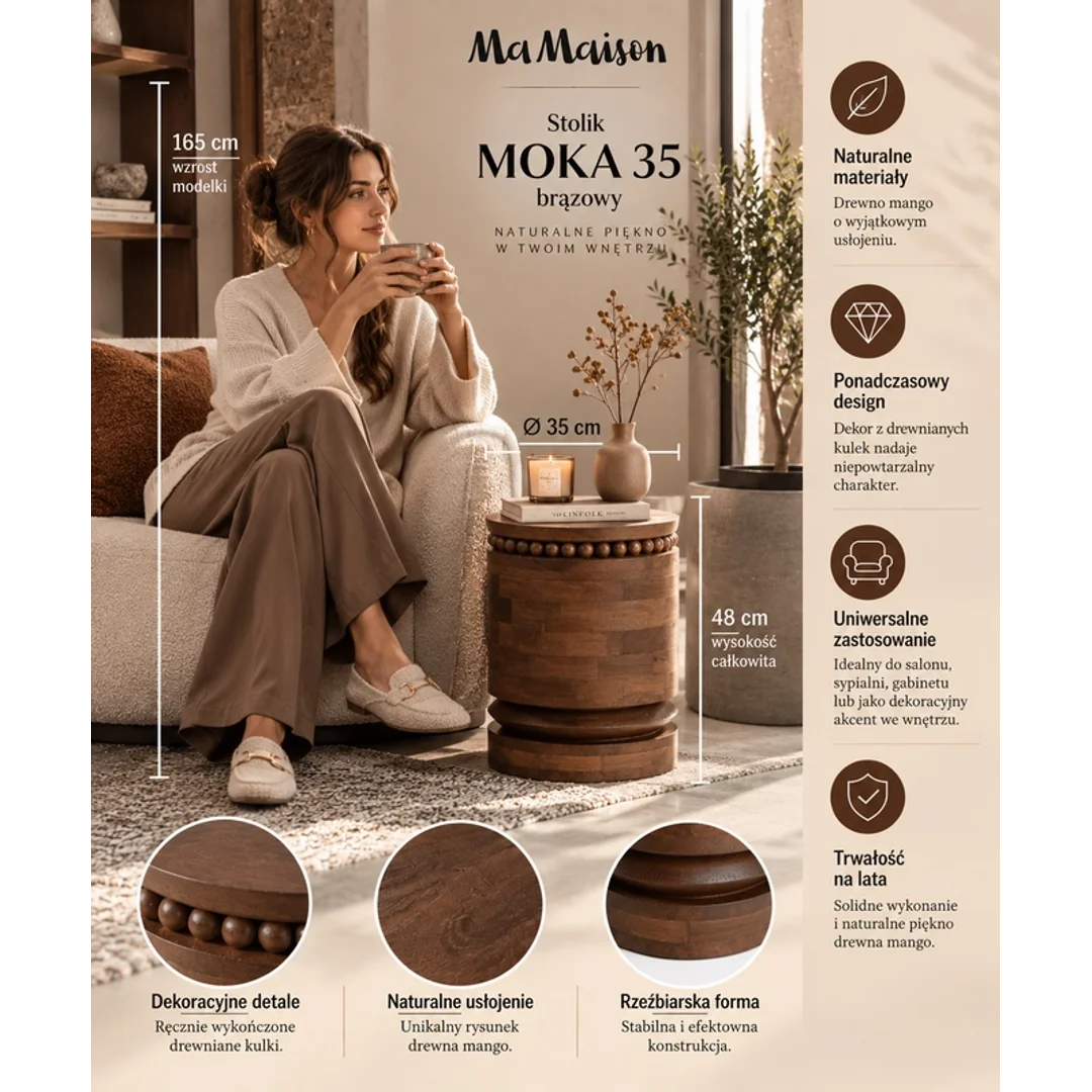 MaMaison stolik MOKA 35 brązowy / drewno mango — zdjęcie 11