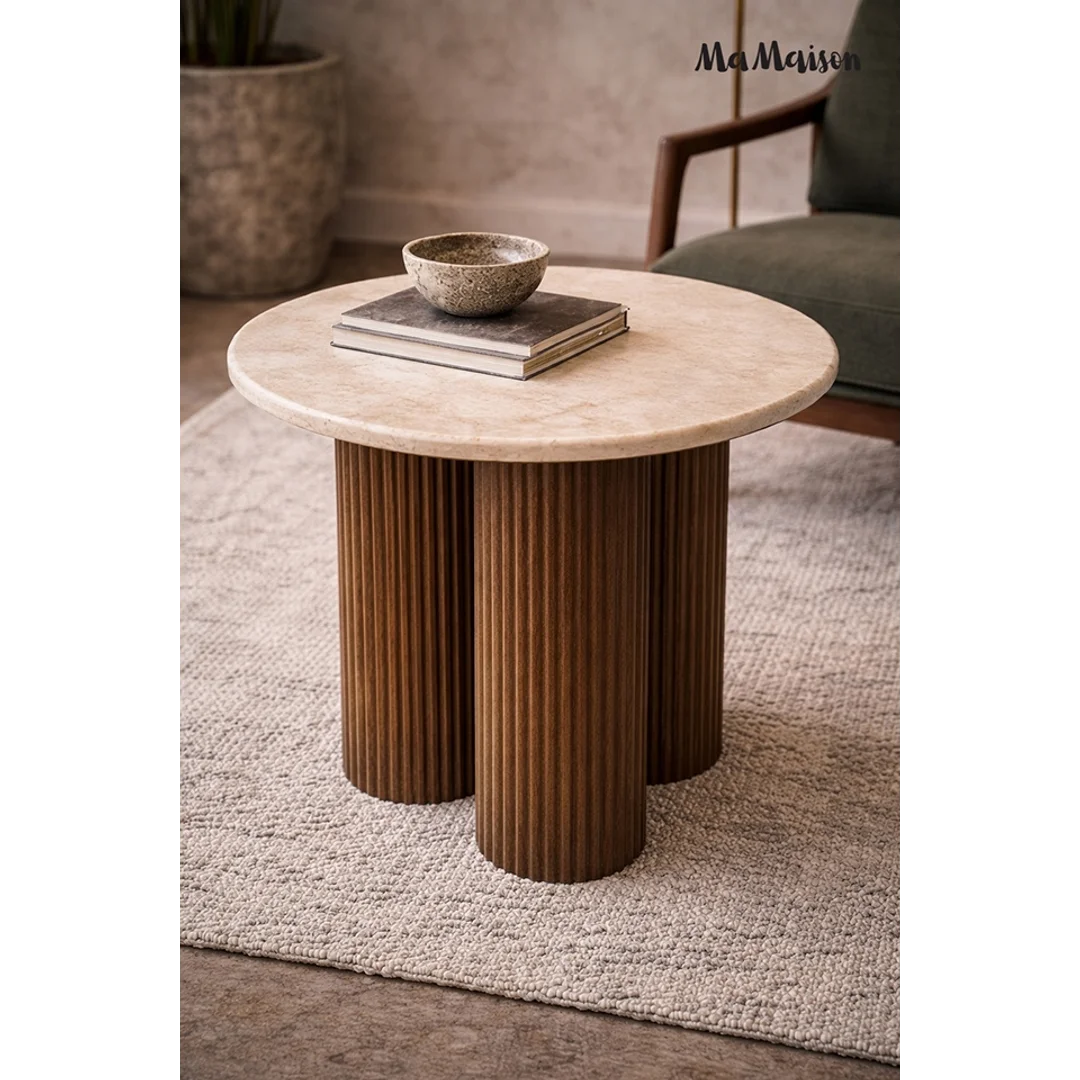 MaMaison stolik RAGNO 50 marmur / drewno — zdjęcie 6