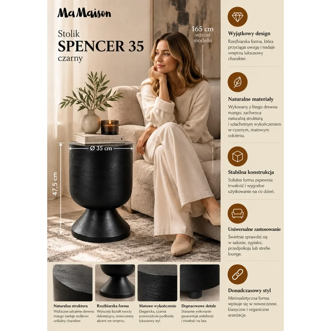 MaMaison stolik SPENCER 35 czarny — zdjęcie 7