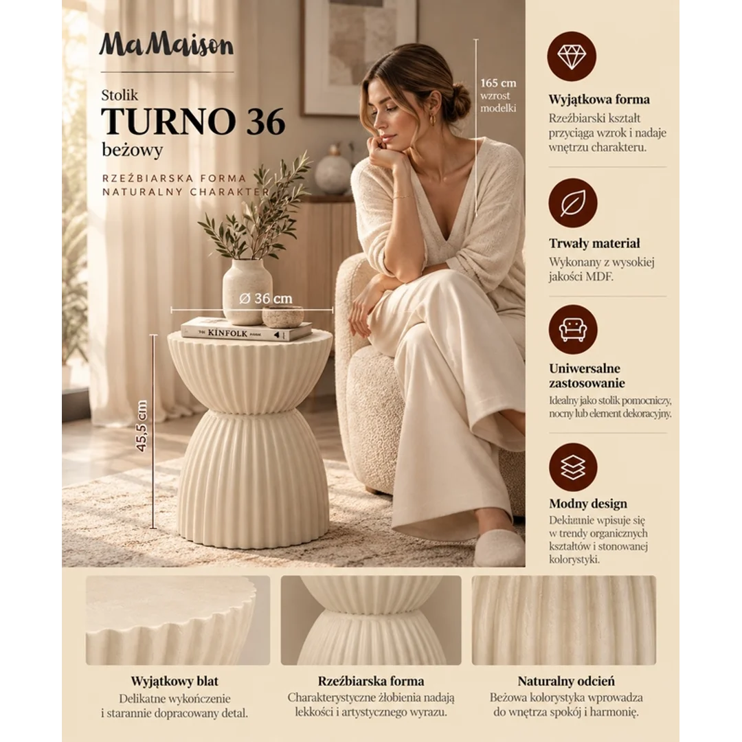 MaMaison stolik TURNO 36 beżowy — zdjęcie 7