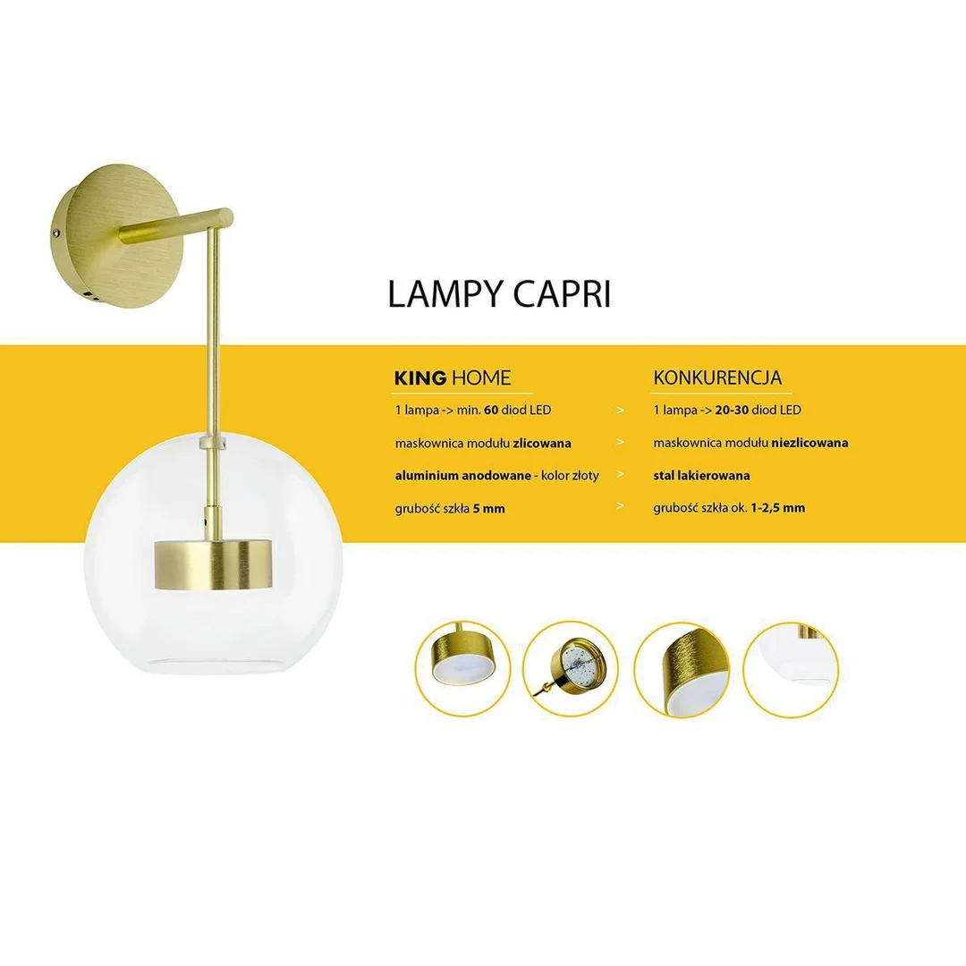 MOOSEE lampa ścienna CAPRI WALL złota — zdjęcie 8