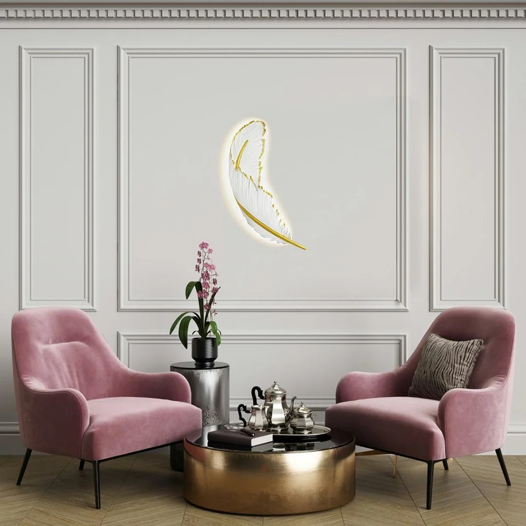 MOOSEE lampa ścienna PIÓRKO biała / złota — zdjęcie 11