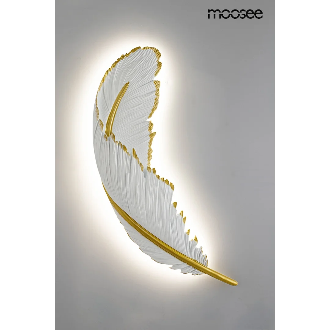 MOOSEE lampa ścienna PIÓRKO biała / złota — zdjęcie 3