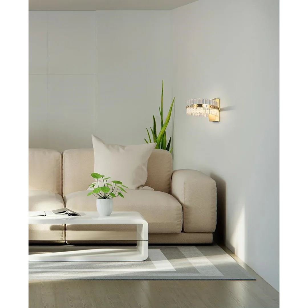 MOOSEE lampa ścienna SATURNUS WALL złota - LED, kryształ, stal szczotkowana — zdjęcie 5