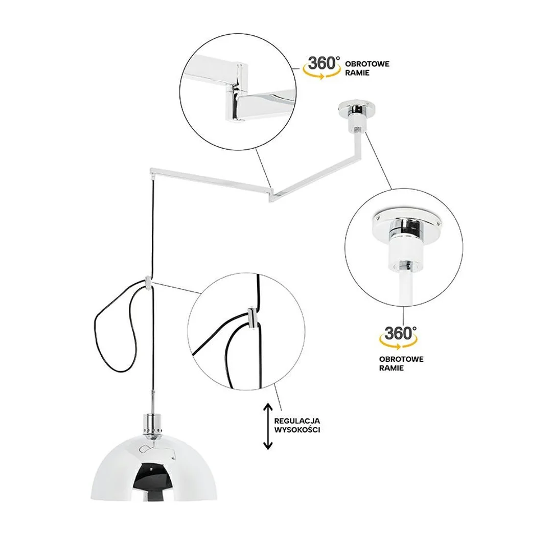 MOOSEE lampa wisząca ROTA 360 srebrny chrom — zdjęcie 10