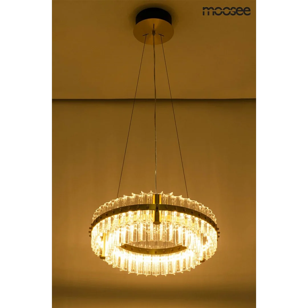MOOSEE lampa wisząca SATURNUS 47 DUO złota - LED, kryształ, stal szczotkowana — zdjęcie 6