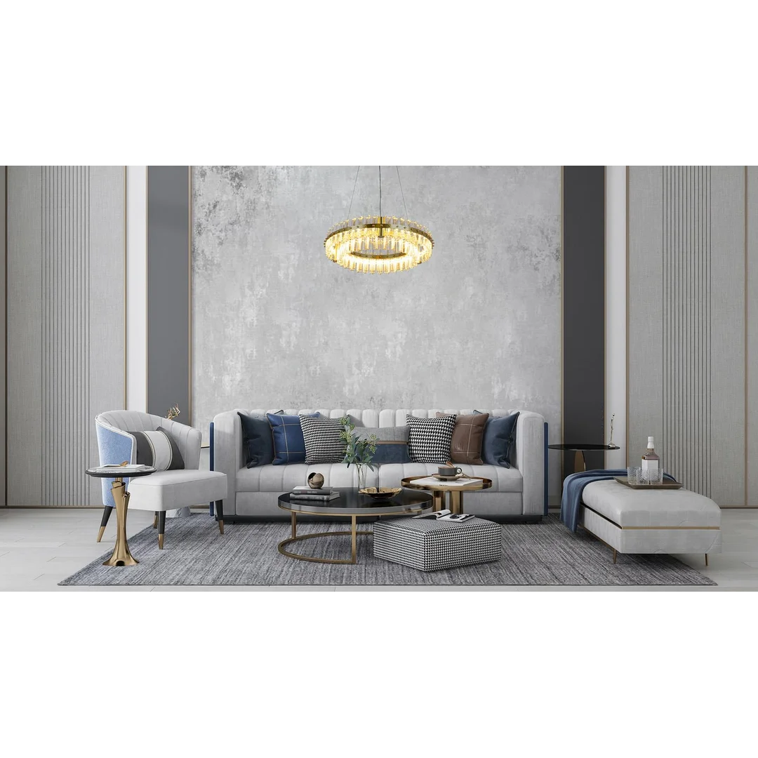 MOOSEE lampa wisząca SATURNUS 47 DUO złota - LED, kryształ, stal szczotkowana — zdjęcie 7