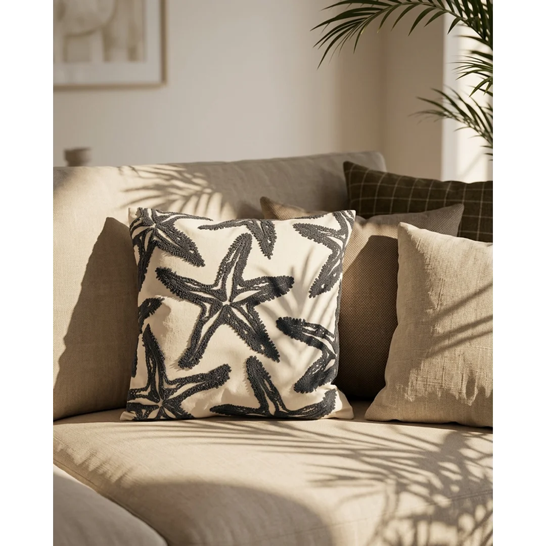 Poduszka dekoracyjna SHP STARFISH 45x45 beżowa / szara — zdjęcie 3