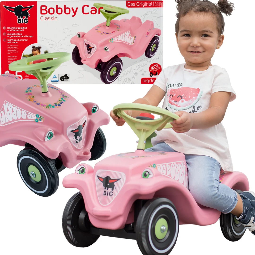 BIG Jeździk Bobby Car Classic Flower Różowy Odpychacz dla Dziewczynki
