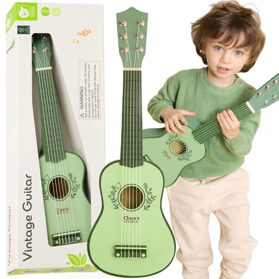 CLASSIC WORLD Gitara dla Dzieci Drewniana Zabawka Edukacyjna