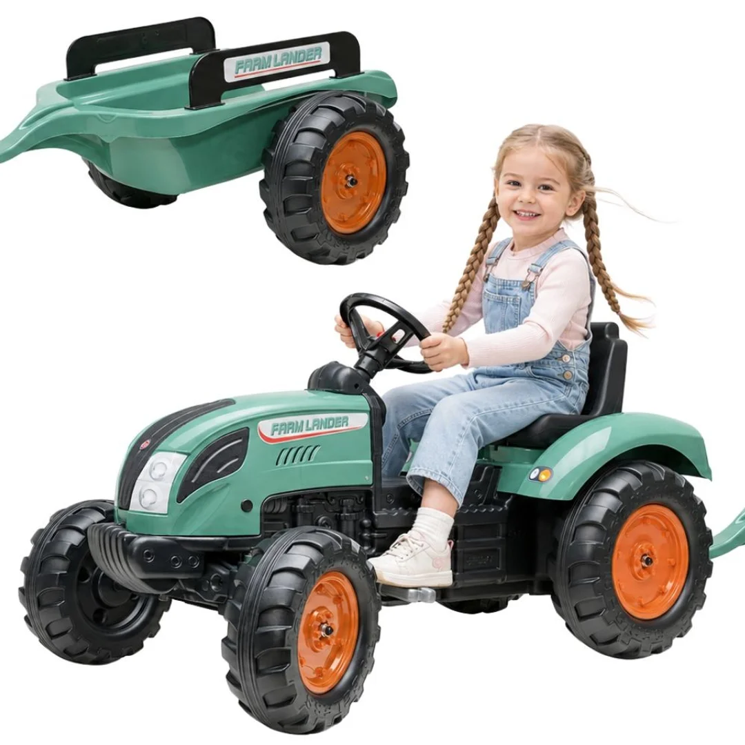 FALK Traktor Lander Zielony na Pedały z Przyczepką