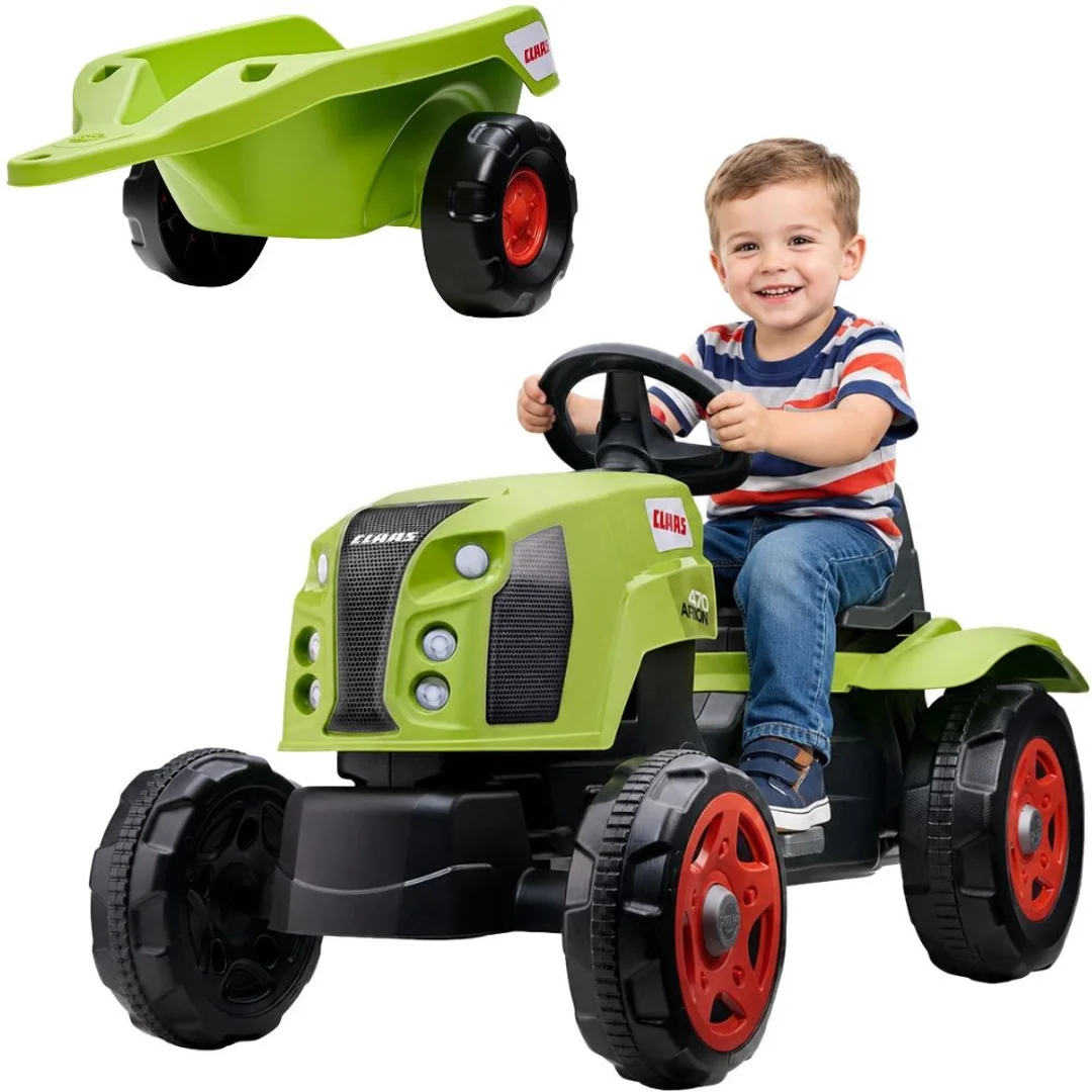 FALK Traktor na Pedały Claas z Przyczepą i Otwieraną Maską