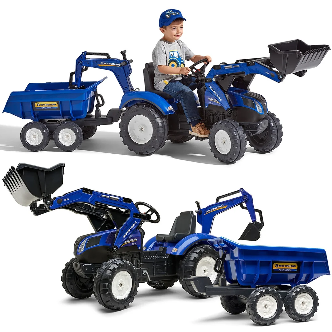 FALK Traktor na Pedały New z Koparką i Przyczepą