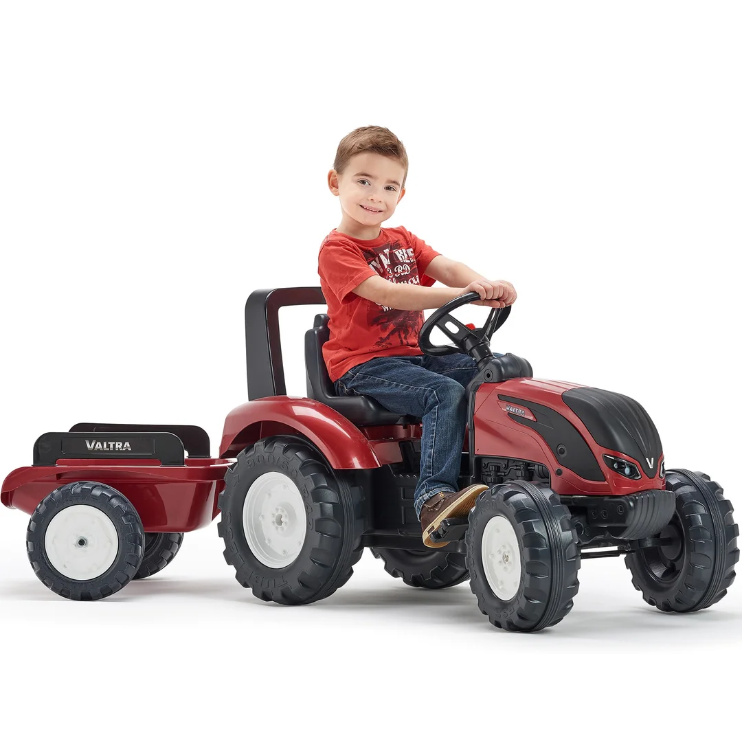 FALK Traktor na Pedały Bordowy z Przyczepą