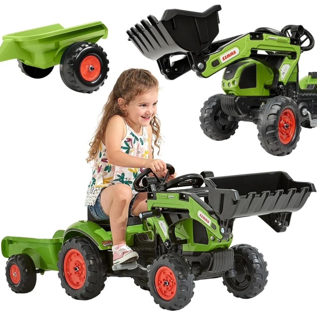 FALK Traktor na Pedały z Ładowarką i Przyczepą