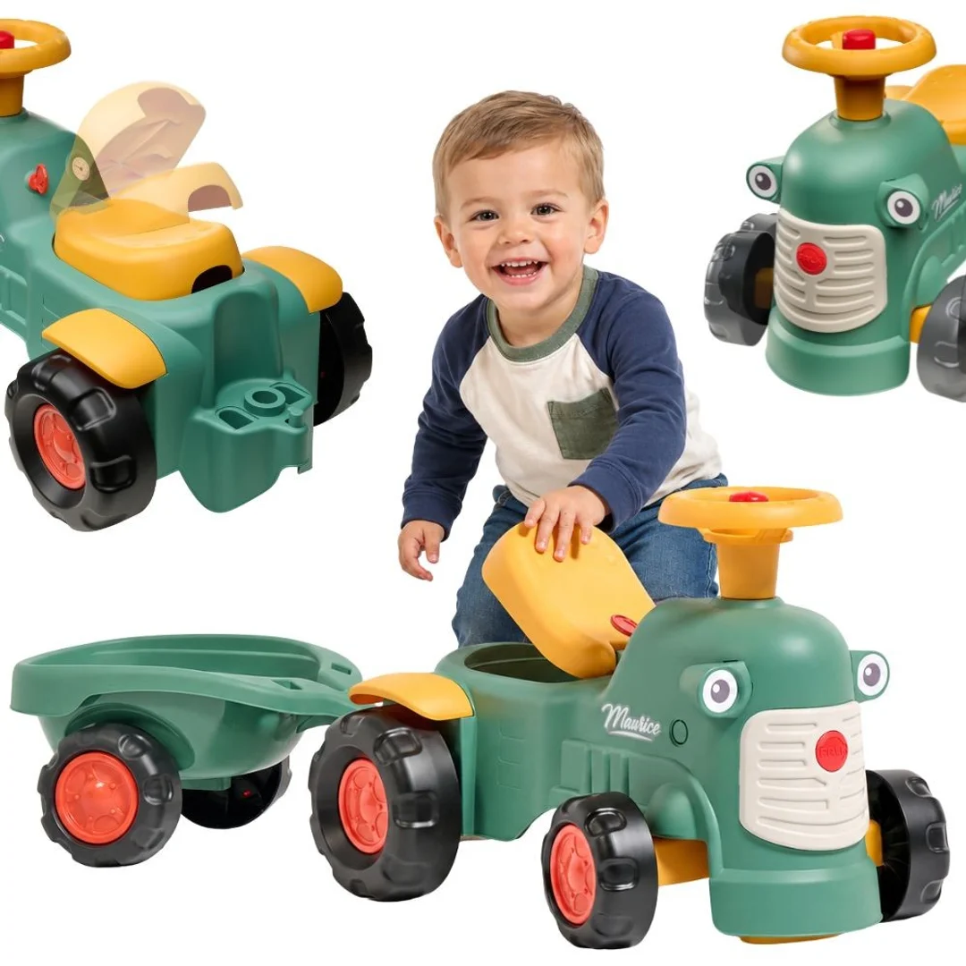 FALK Traktorek Baby Maurice Zielony Vintage z Przyczepką