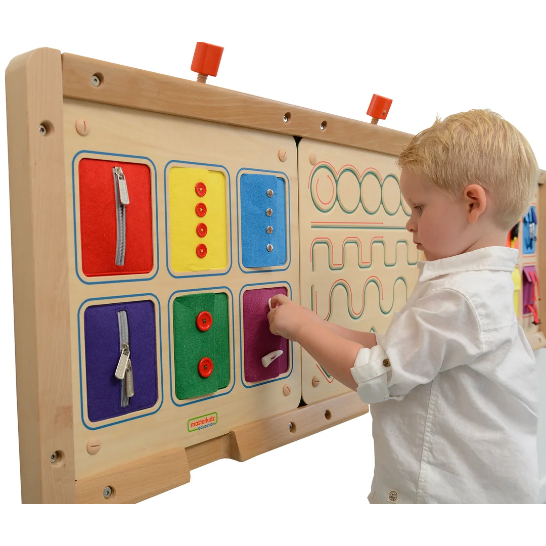 MASTERKIDZ Tablica Ścienna Otwieranie I Zamykanie Zamków Suwaki Guziki Montessori