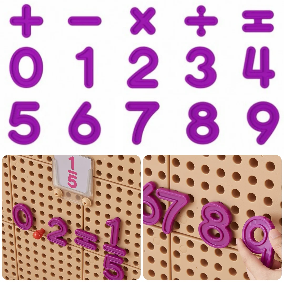 MASTERKIDZ Zestaw Cyferek i Znaków do Nauki Liczenia i Matematyki do Paneli Ściennych