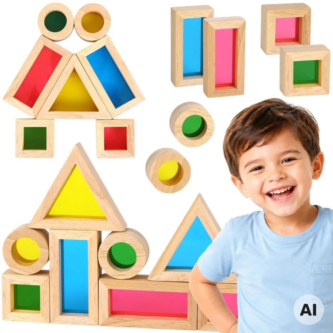 TOOKY TOY Drewniane Kolorowe Klocki Lustrzane FSC