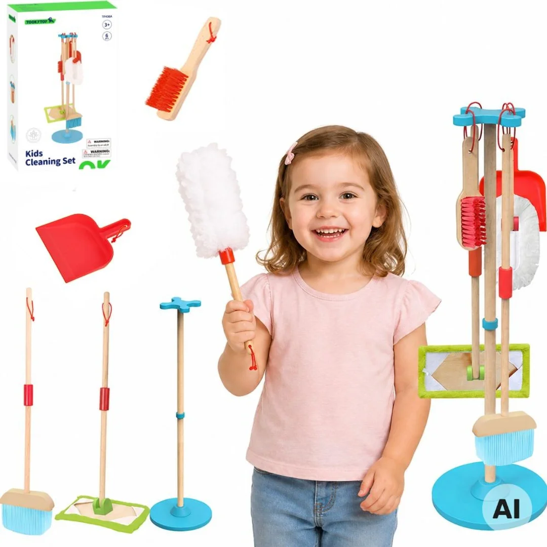 TOOKY TOY Drewniany Zestaw do Sprzątania dla