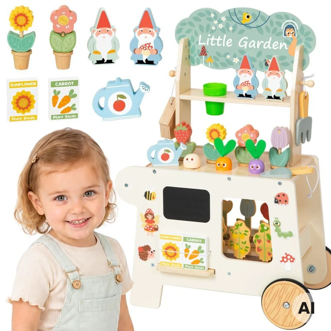 TOOKY TOY Wózek Ogrodowy Sklepik Drewniany Montessori