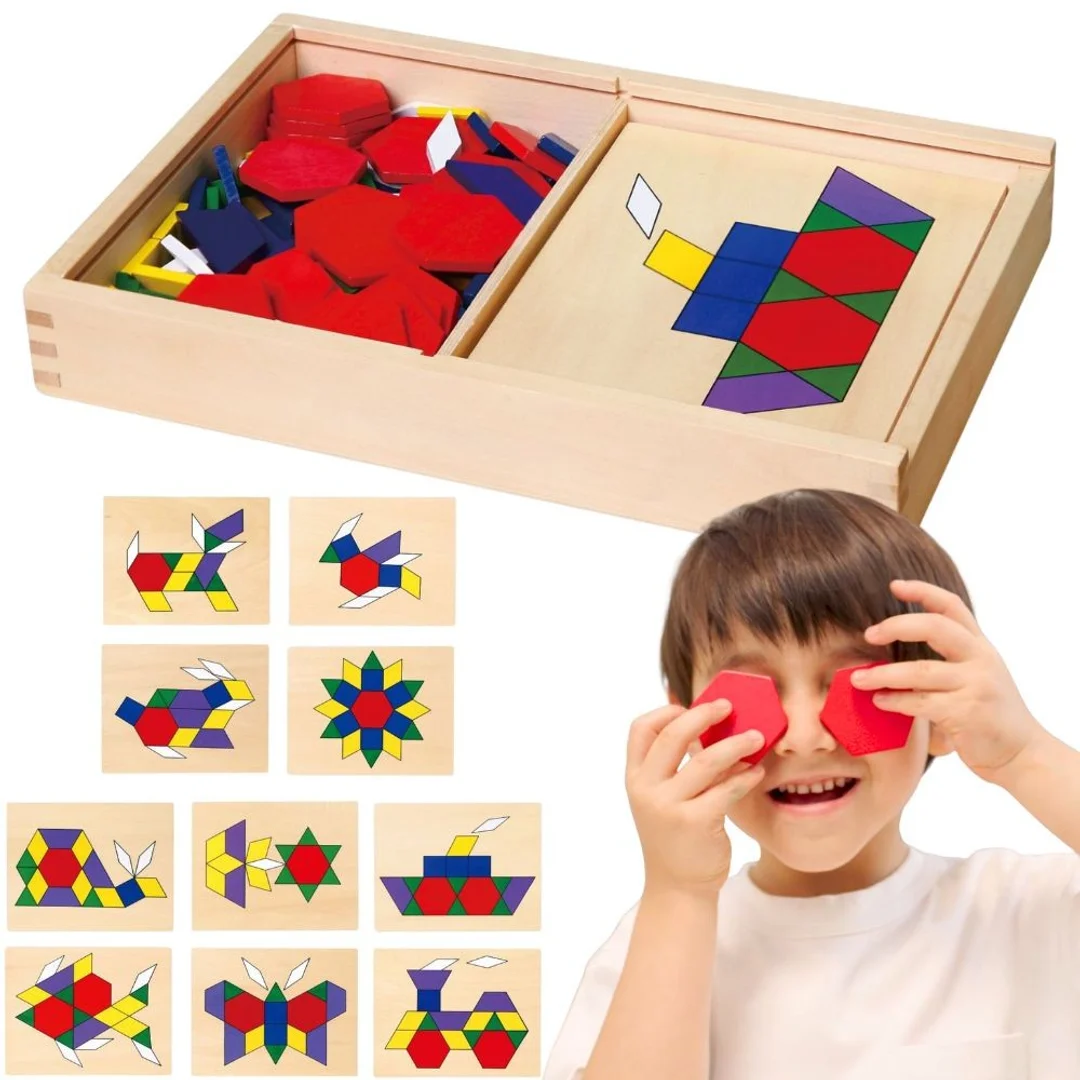 VIGA Drewniana Mozaika Geometryczna Klocki Dienesa Układanka