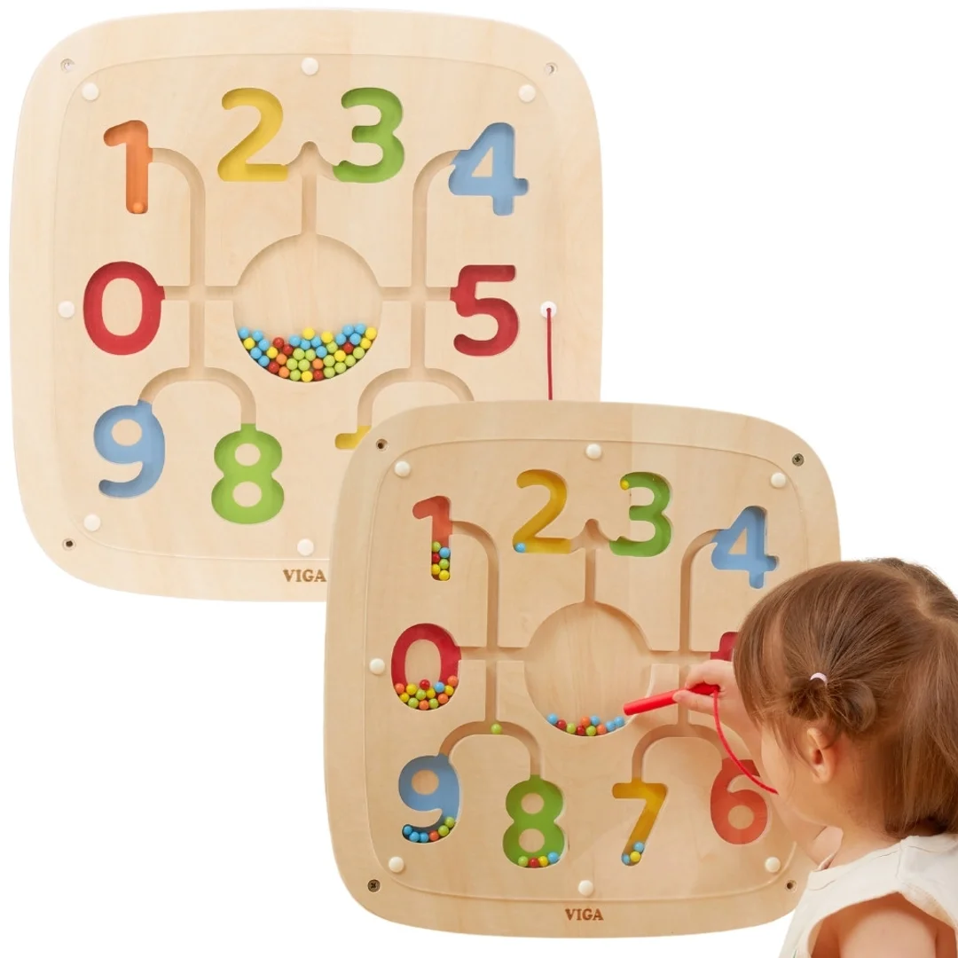 VIGA Drewniana Tablica Manipulacyjna Sensoryczna Nauka Liczenia Sorter