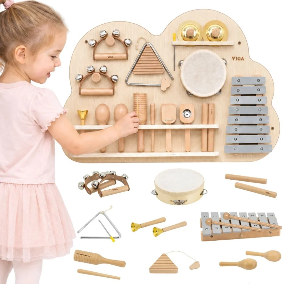 VIGA Drewniana Tablica Muzyczna Instrumentów Perkusyjnych