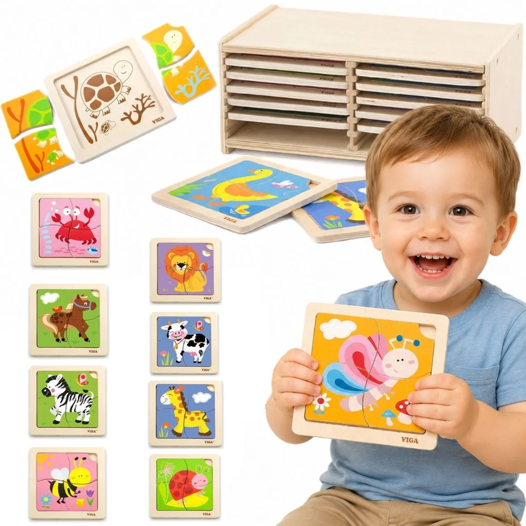 VIGA Puzzle Układanki Drewniane Plansz Puzzle w Stojaku