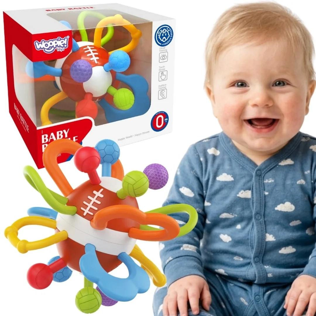 WOOPIE BABY Grzechotka Gryzak Sensoryczny Piłka dla Niemowląt Edukacyjna Miękka