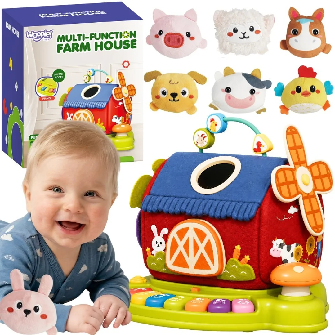 WOOPIE BABY Interaktywny Domek Farma Sorter Pianinko Pluszaków Edukacyjny
