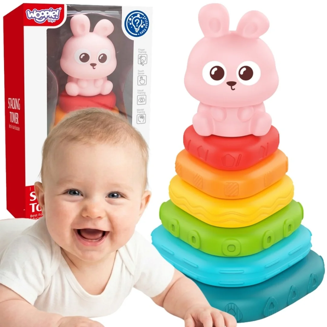 WOOPIE BABY Piramidka Sensoryczna Wieża Sorter Króliczek