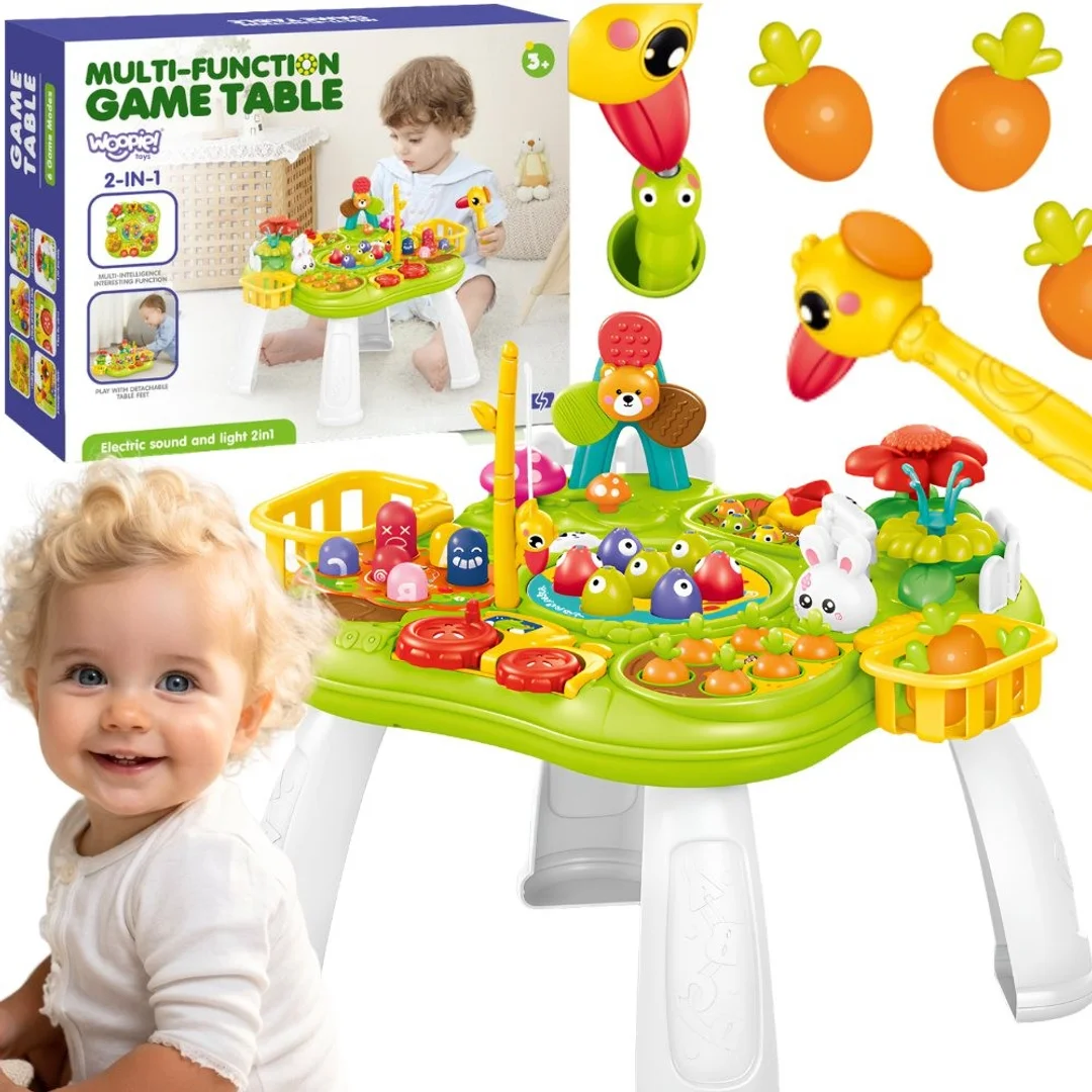 WOOPIE BABY Stolik Edukacyjny Interaktywny Gra Łowienie Rybek Młotek Sorter Dźwięk Światło
