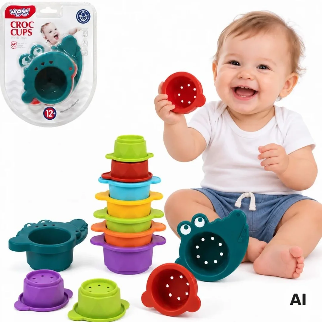 WOOPIE BABY Zabawka do Kąpieli Kubeczki Przelewowe Krokodylek