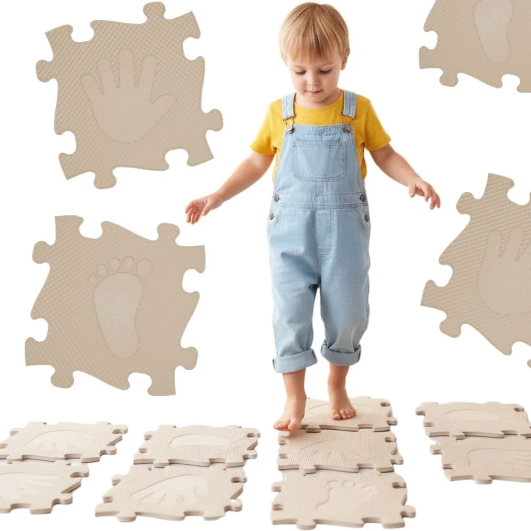 WOOPIE Mata Sensoryczna Ortopedyczna Puzzle Ręce i Kolor Beżowy