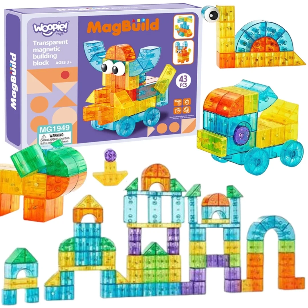 WOOPIE Przezroczyste Magnetyczne Klocki Konstrukcyjne
