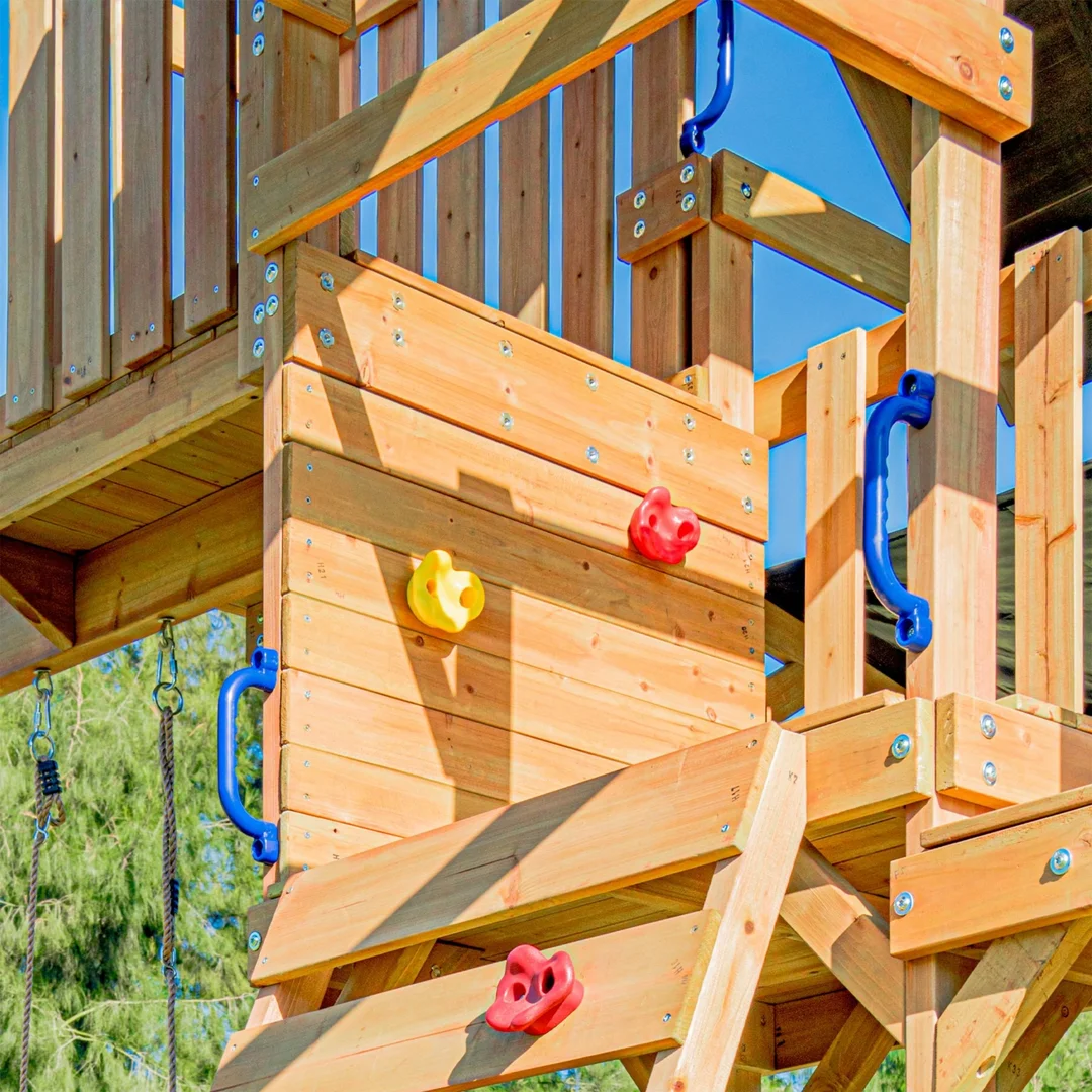 AXI Mitch play tower Duży Plac Zabaw Drewniany Zjeżdżalnia Hustawki Ścianka Wspinaczkowa Wieża
