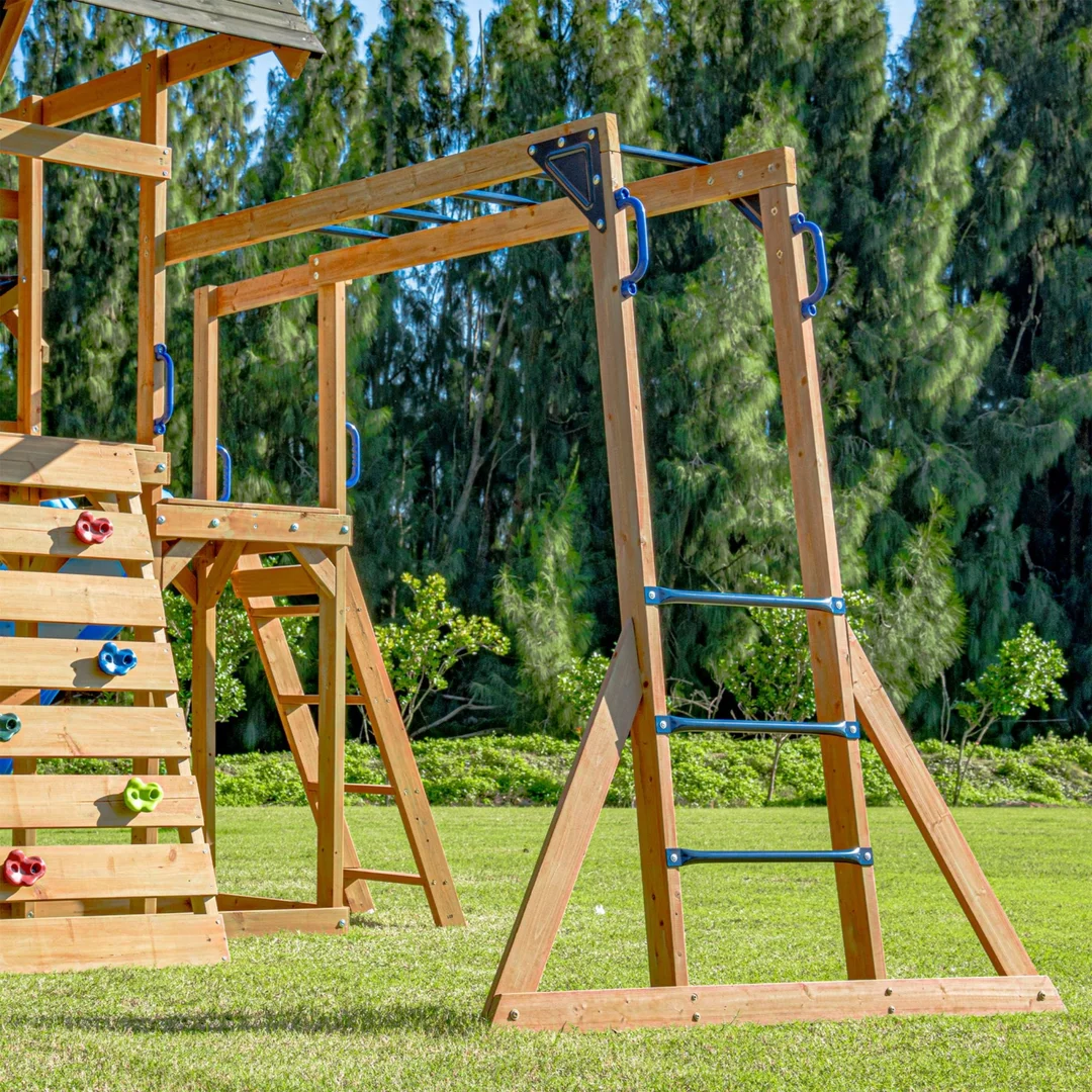 AXI Mitch play tower Duży Plac Zabaw Drewniany Zjeżdżalnia Hustawki Ścianka Wspinaczkowa Wieża
