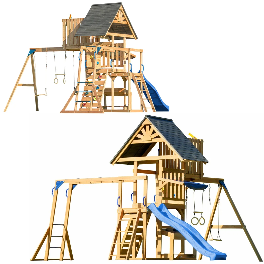 AXI Mitch play tower Duży Plac Zabaw Drewniany Zjeżdżalnia Hustawki Ścianka Wspinaczkowa Wieża