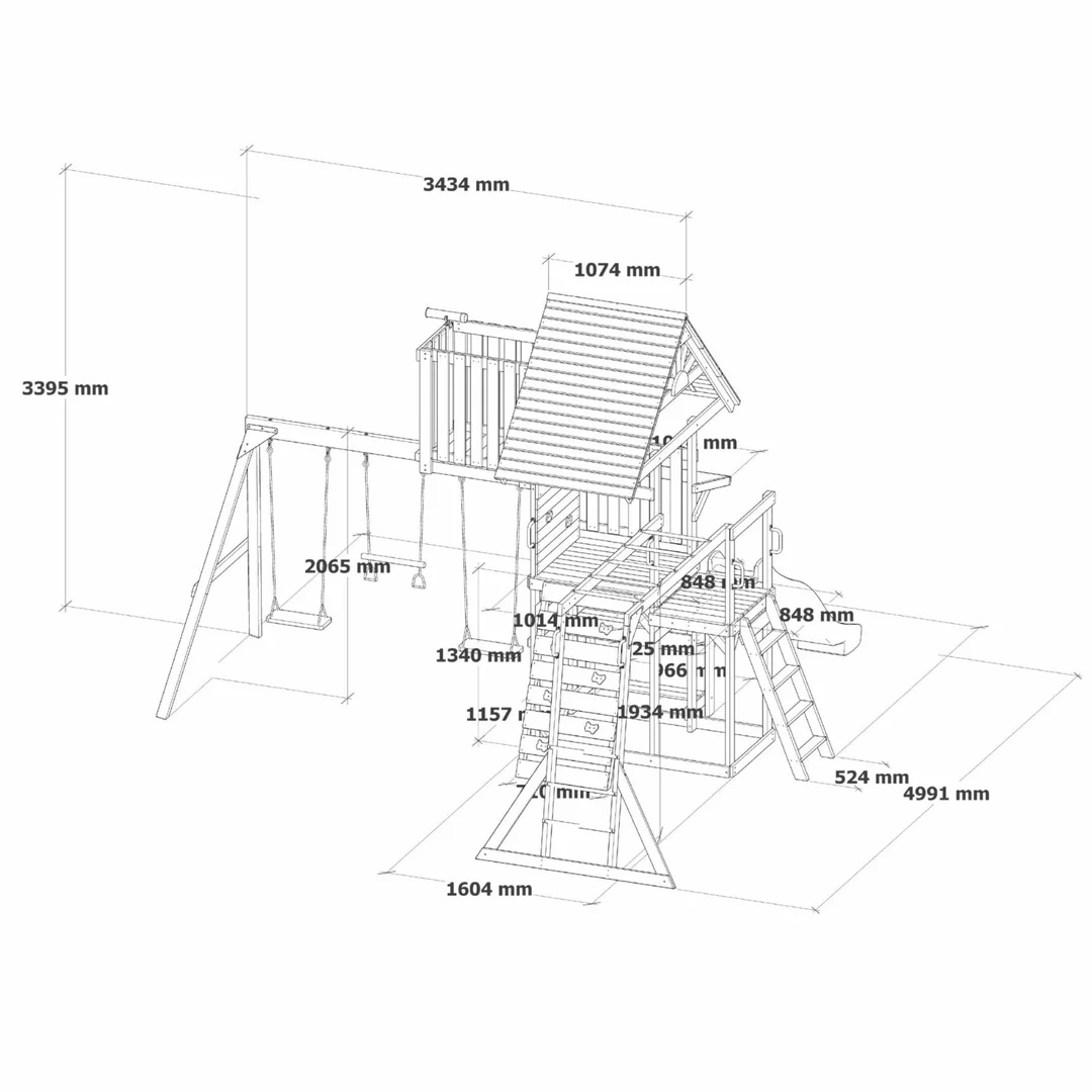 AXI Mitch play tower Duży Plac Zabaw Drewniany Zjeżdżalnia Hustawki Ścianka Wspinaczkowa Wieża