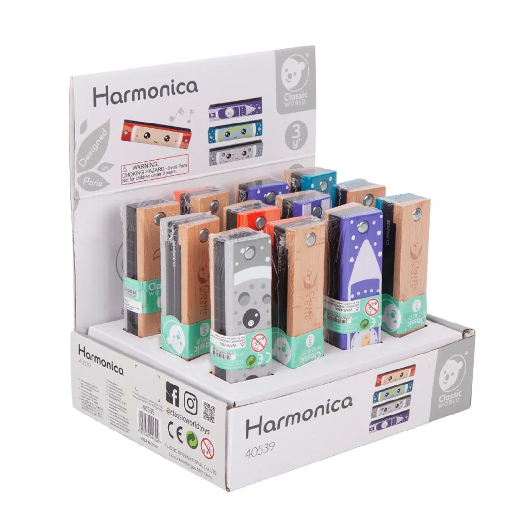 CLASSIC WORLD Drewniana Harmonijka Ustna dla