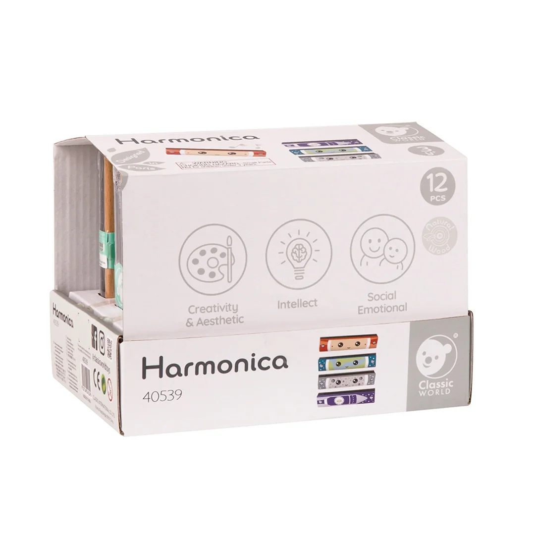 CLASSIC WORLD Drewniana Harmonijka Ustna dla