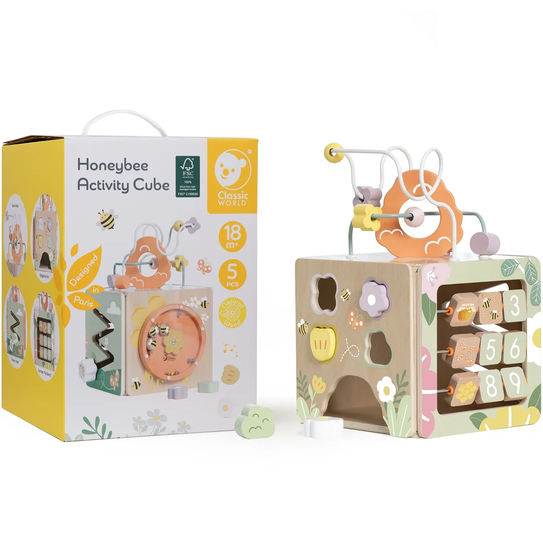 CLASSIC WORLD Drewniana Kostka Edukacyjna Sensoryczna
