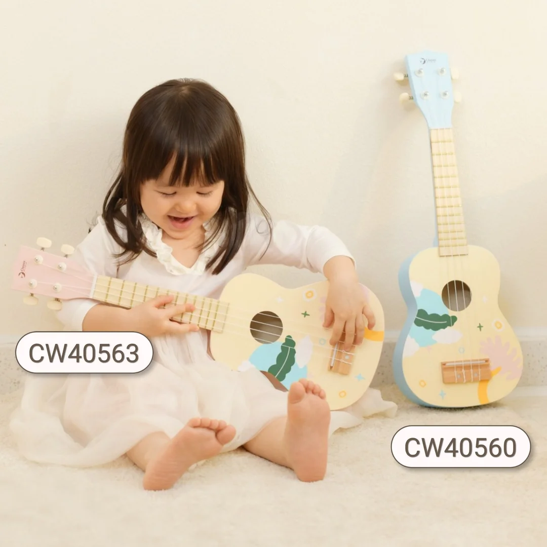 CLASSIC WORLD Drewniane Ukulele Gitara dla Dzieci Różowa