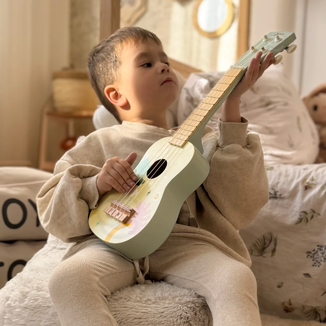CLASSIC WORLD Drewniane Ukulele Gitara dla Dzieci Różowa
