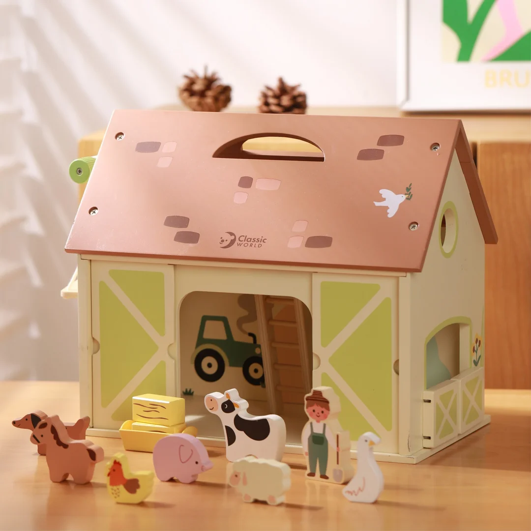 CLASSIC WORLD Drewniany Domek Farma Vintage Zestaw