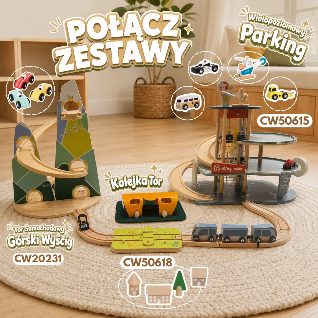 CLASSIC WORLD Drewniany Tor Samochodowy „Górski Wyścig”