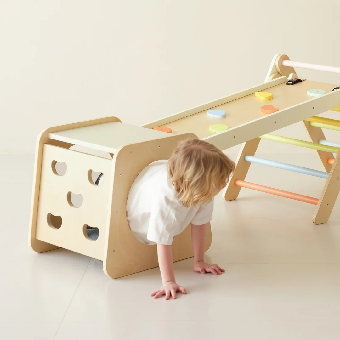 CLASSIC WORLD Drewniany Zestaw Wspinaczkowy Trójkąt Montessori Plac Zabaw Siłownia Indoor dla Dzieci